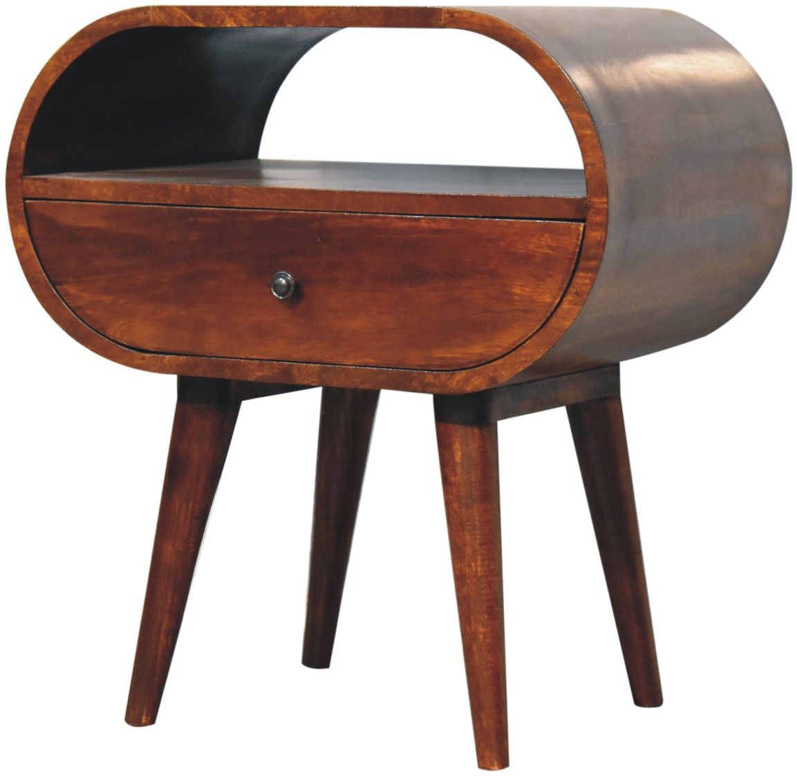 Artisan - Large Chestnut Circular Open Bedside