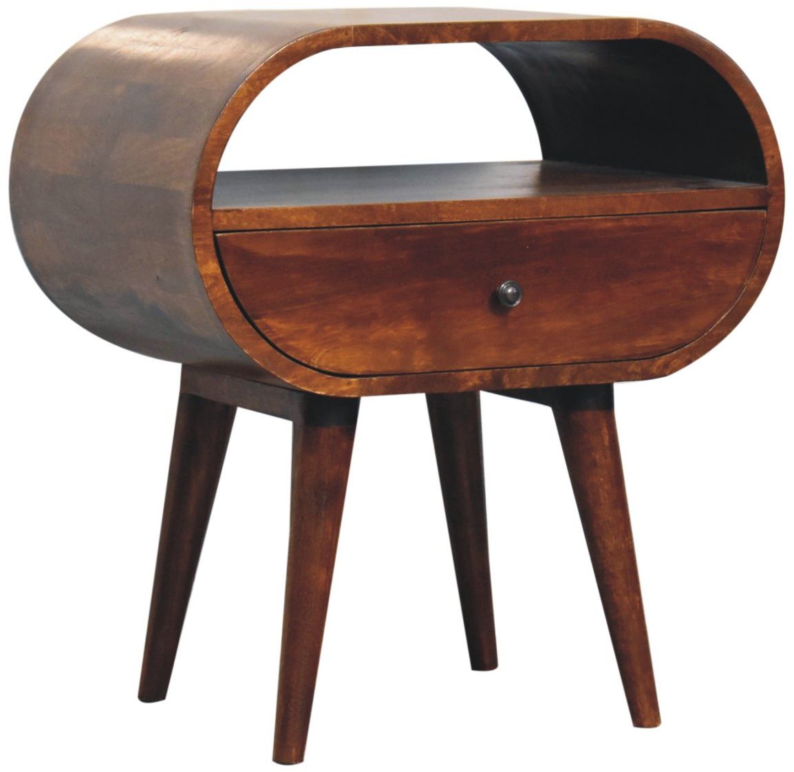 Artisan - Large Chestnut Circular Open Bedside