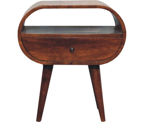 Artisan - Large Chestnut Circular Open Bedside