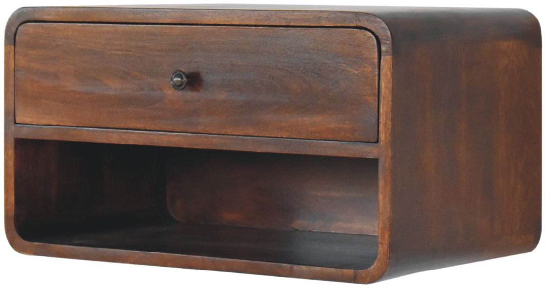Artisan - Large Chestnut Curve Floating Bedside