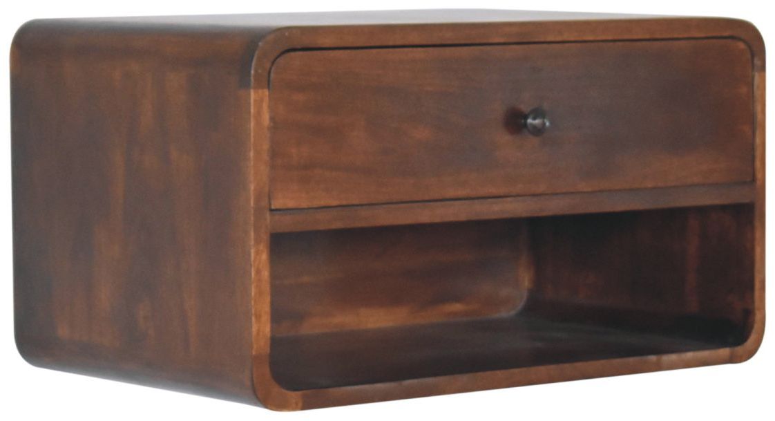 Artisan - Large Chestnut Curve Floating Bedside
