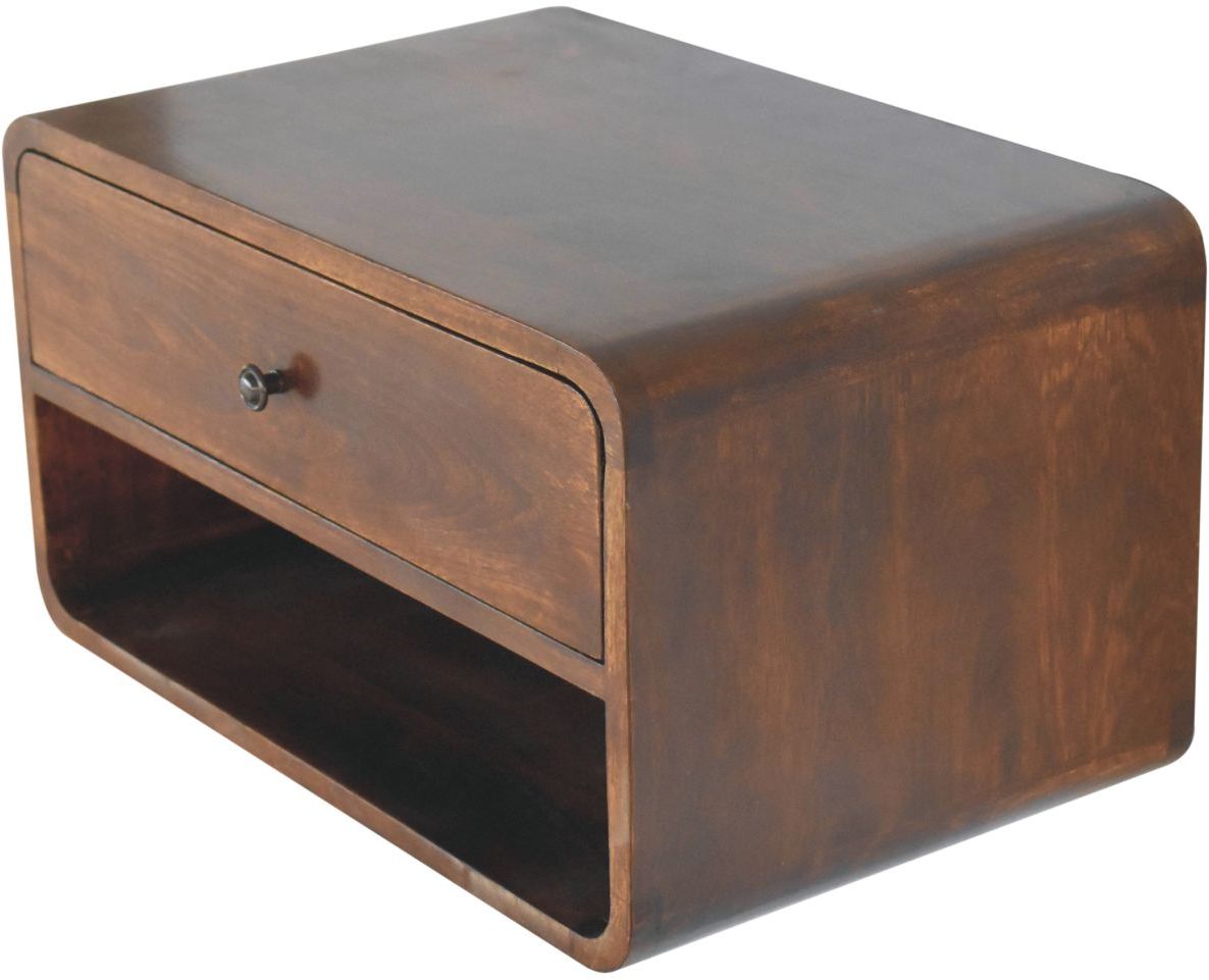 Artisan - Large Chestnut Curve Floating Bedside