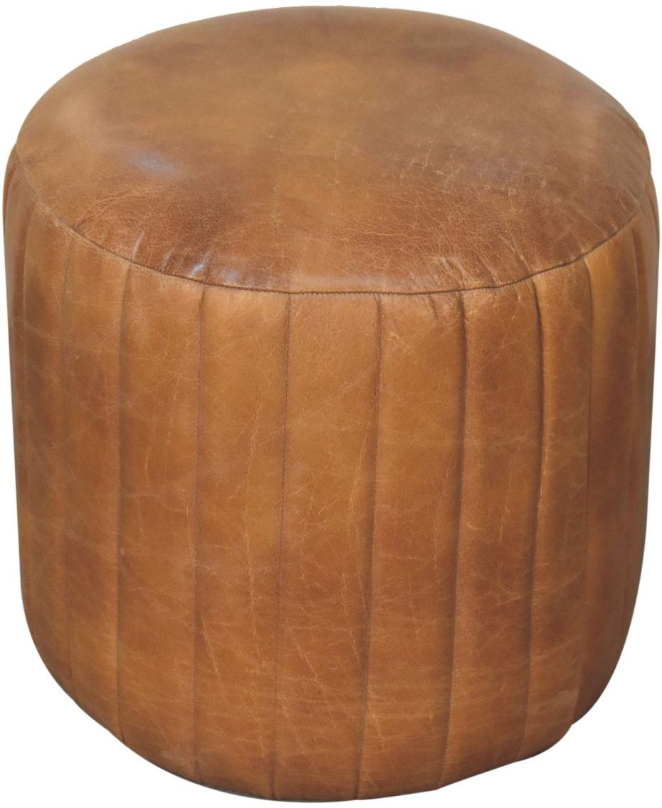 Artisan - Buffalo Leather Boucle Footstool
