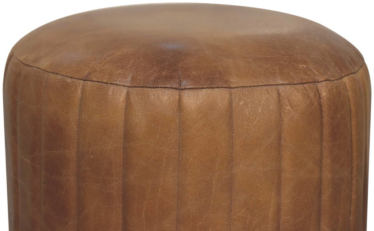 Artisan - Buffalo Leather Boucle Footstool