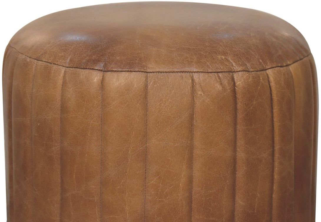Artisan - Buffalo Leather Boucle Footstool