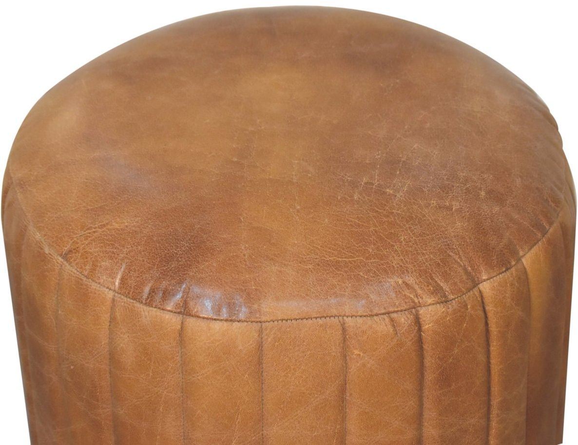 Artisan - Buffalo Leather Boucle Footstool
