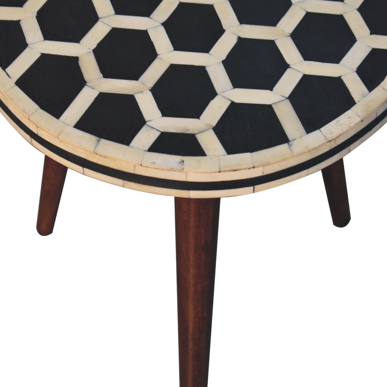 Artisan - Bone Inlay Tripod Stool With Honey Caramel Finish