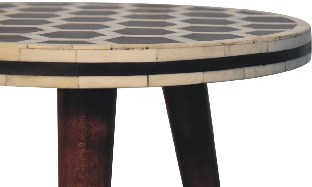 Artisan - Bone Inlay Tripod Stool With Honey Caramel Finish