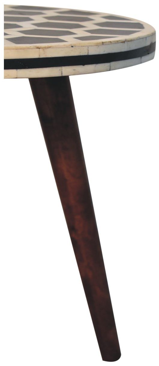 Artisan - Bone Inlay Tripod Stool With Honey Caramel Finish