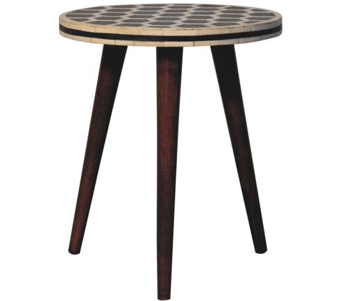 Artisan - Bone Inlay Tripod Stool With Honey Caramel Finish