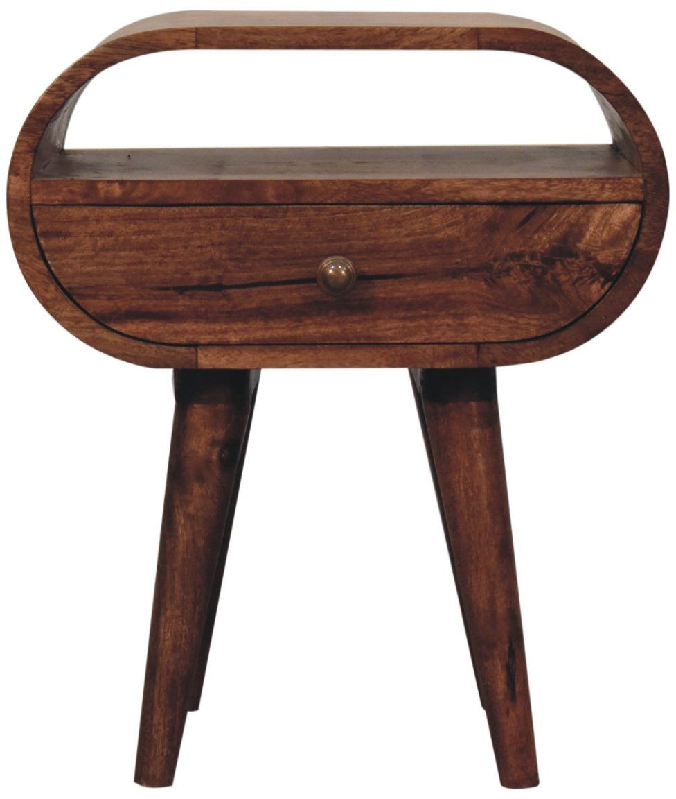 Artisan - Honey Caramel Circular Bedside With Open Slot