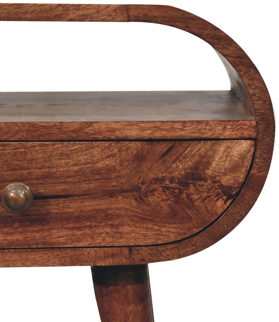 Artisan - Honey Caramel Circular Bedside With Open Slot