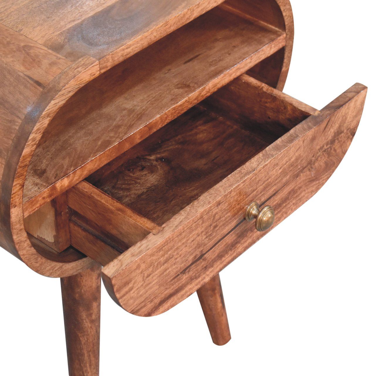 Artisan - Honey Caramel Circular Bedside With Open Slot