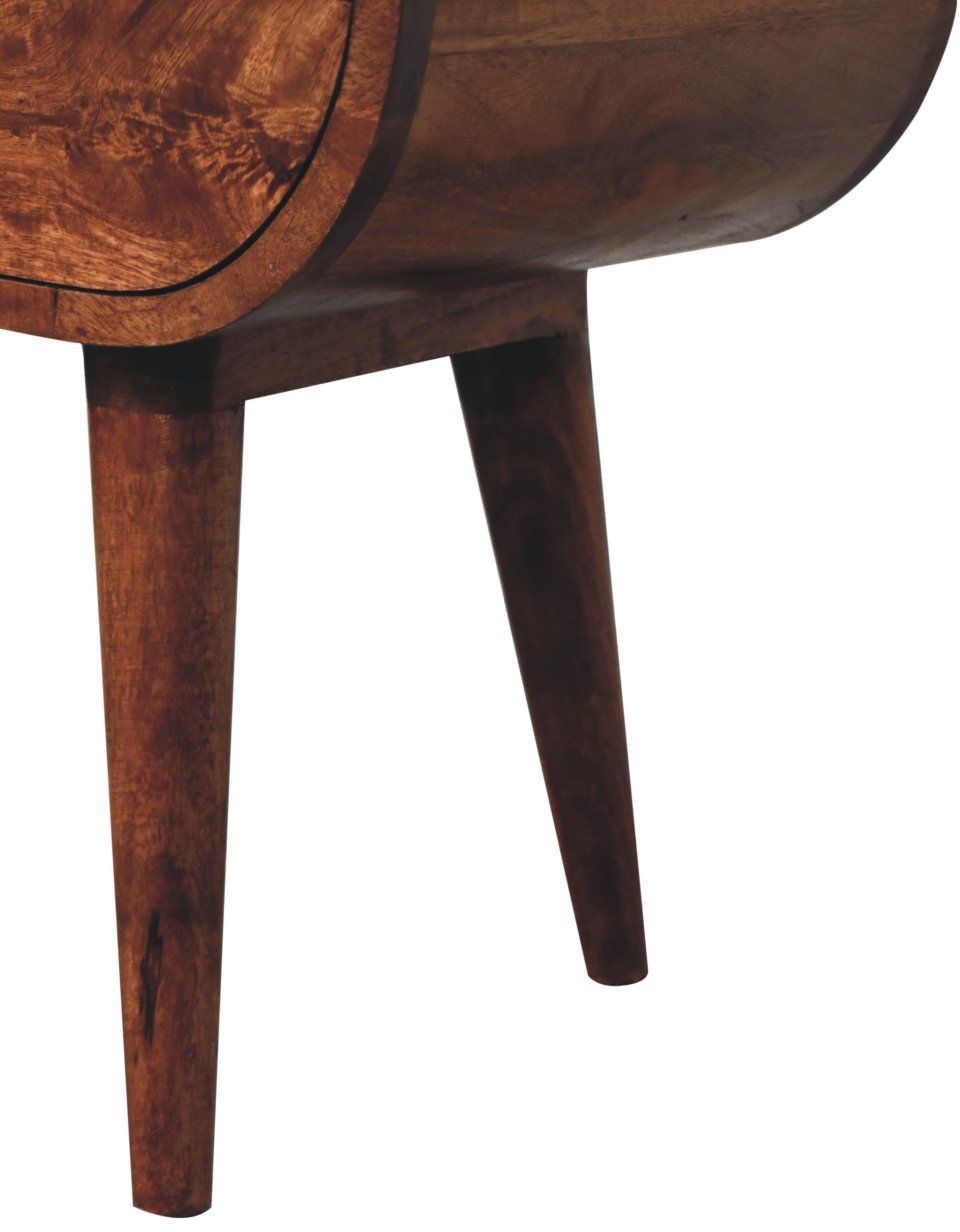 Artisan - Honey Caramel Circular Bedside With Open Slot