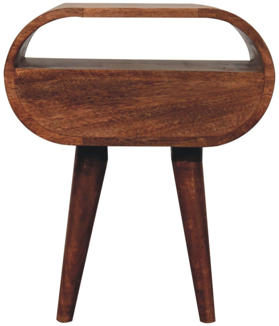 Artisan - Honey Caramel Circular Bedside With Open Slot