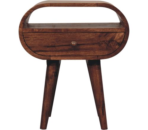 Artisan - Honey Caramel Circular Bedside With Open Slot