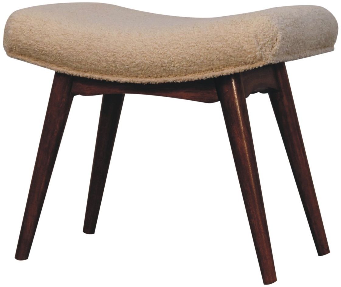 Artisan - Honey Caramel Boucle Cream Curved Bench