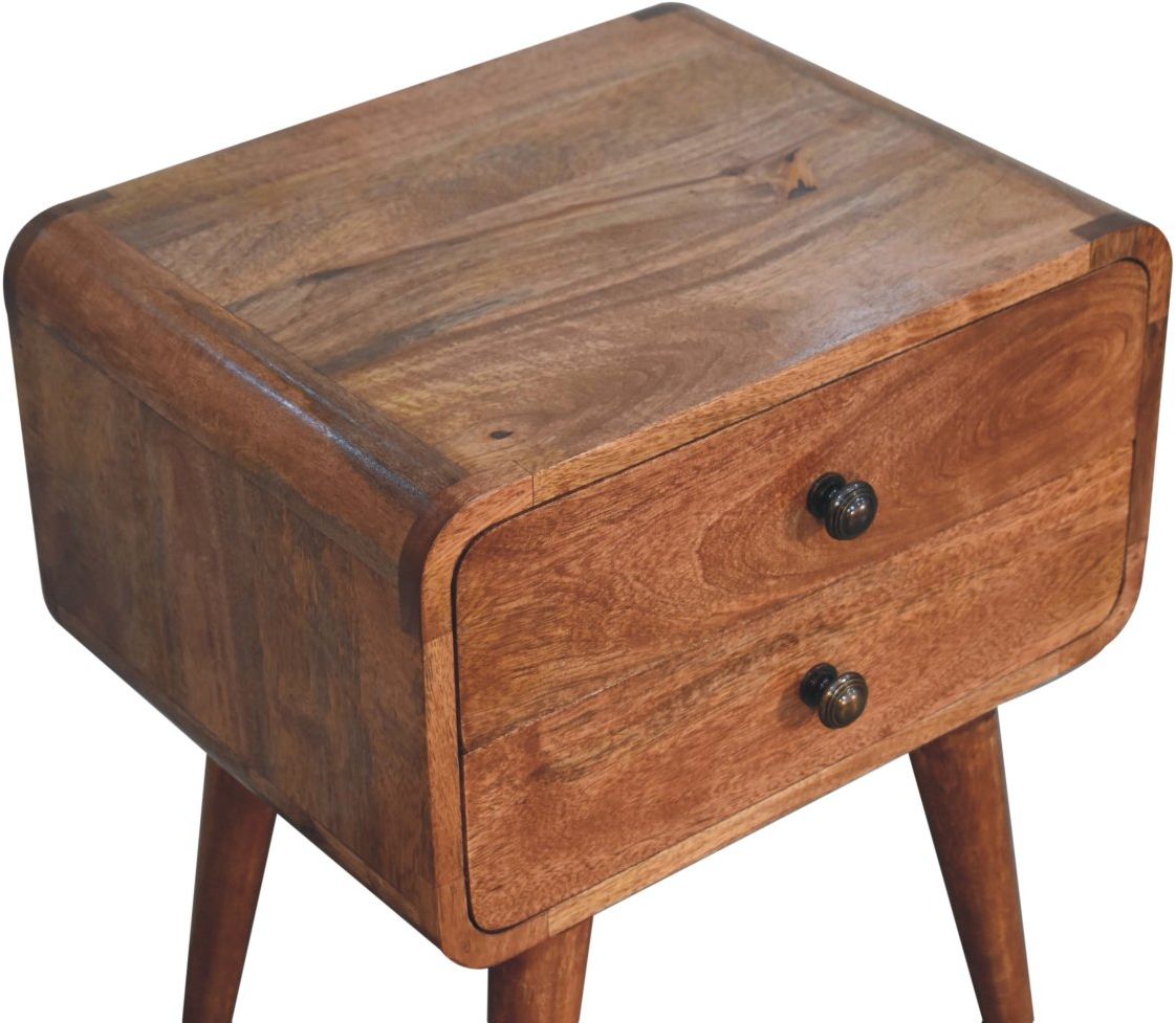 Artisan - Curved Honey Caramel Bedside