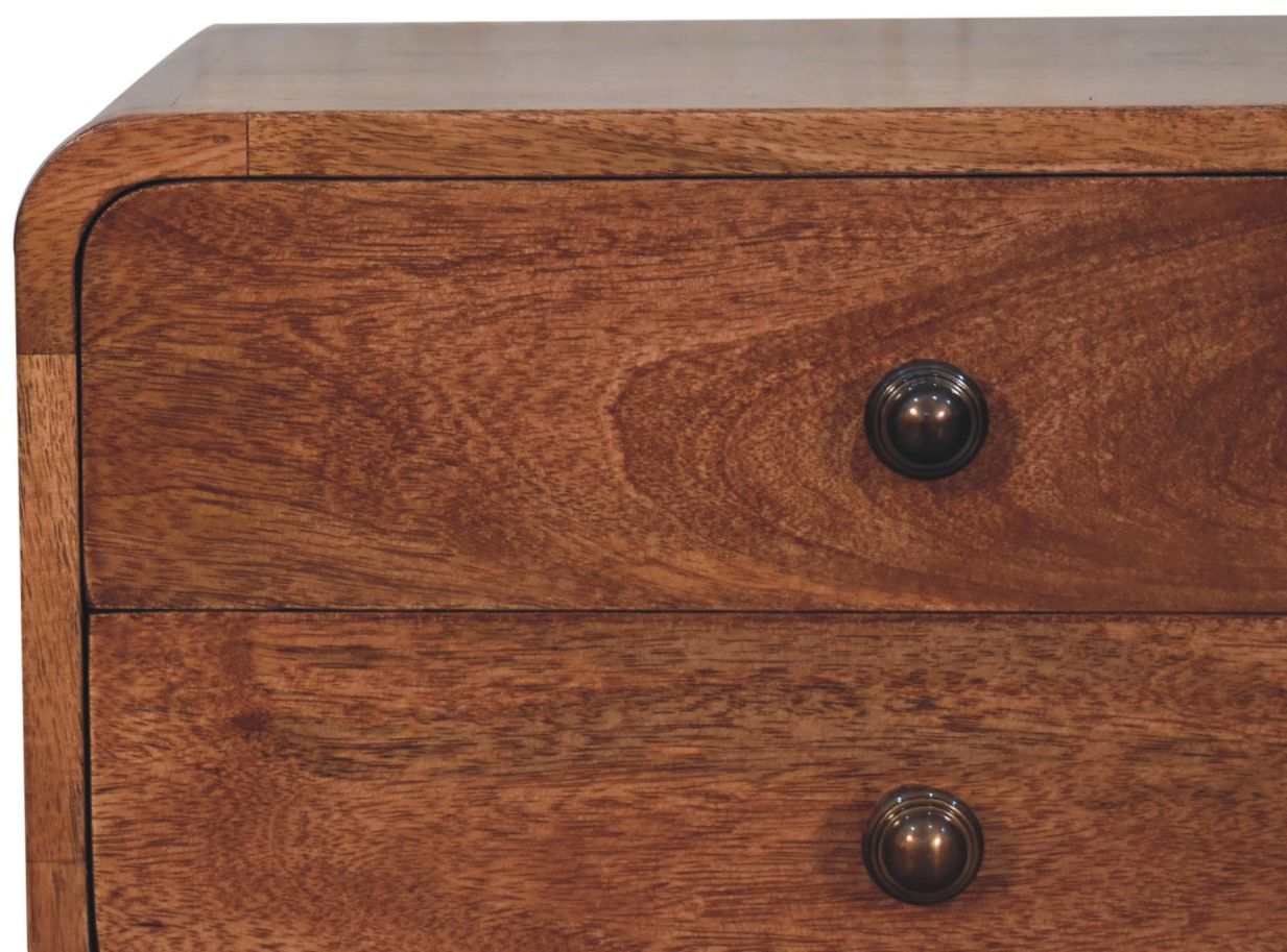 Artisan - Curved Honey Caramel Bedside