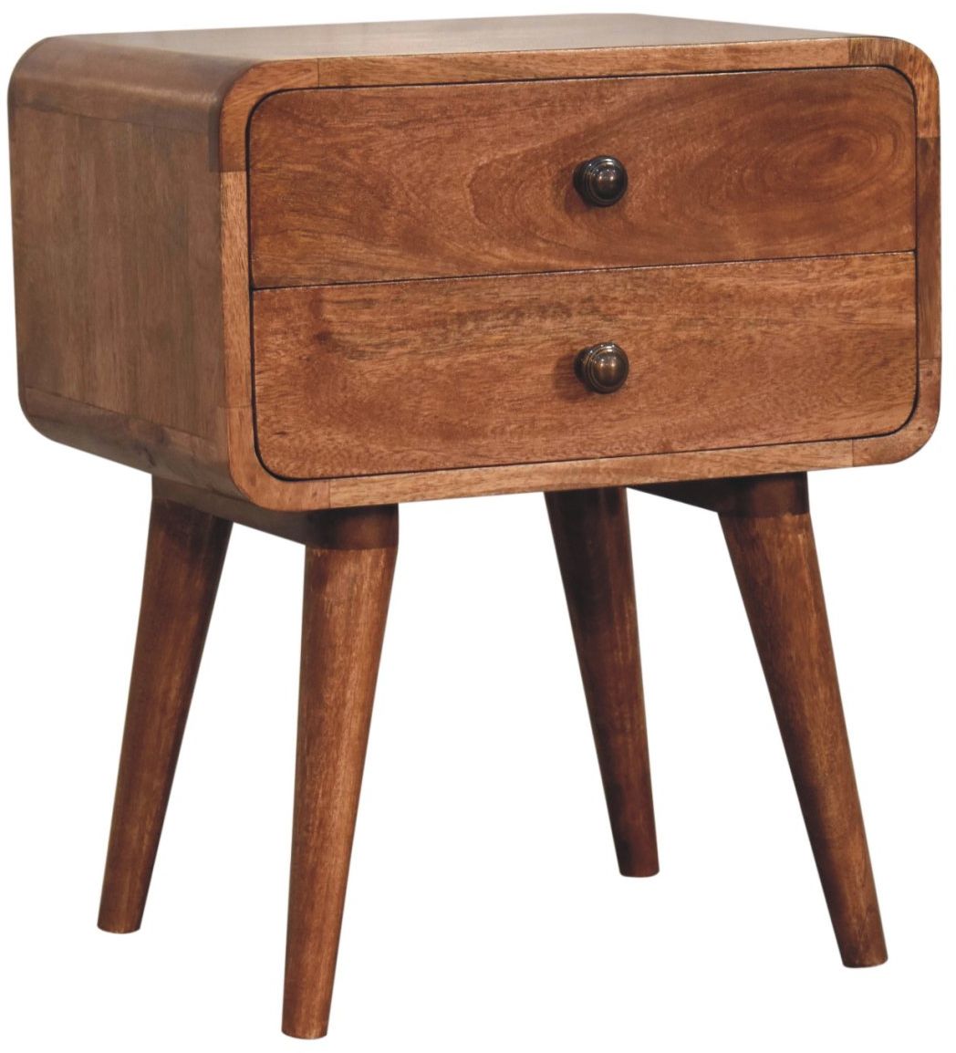 Artisan - Curved Honey Caramel Bedside