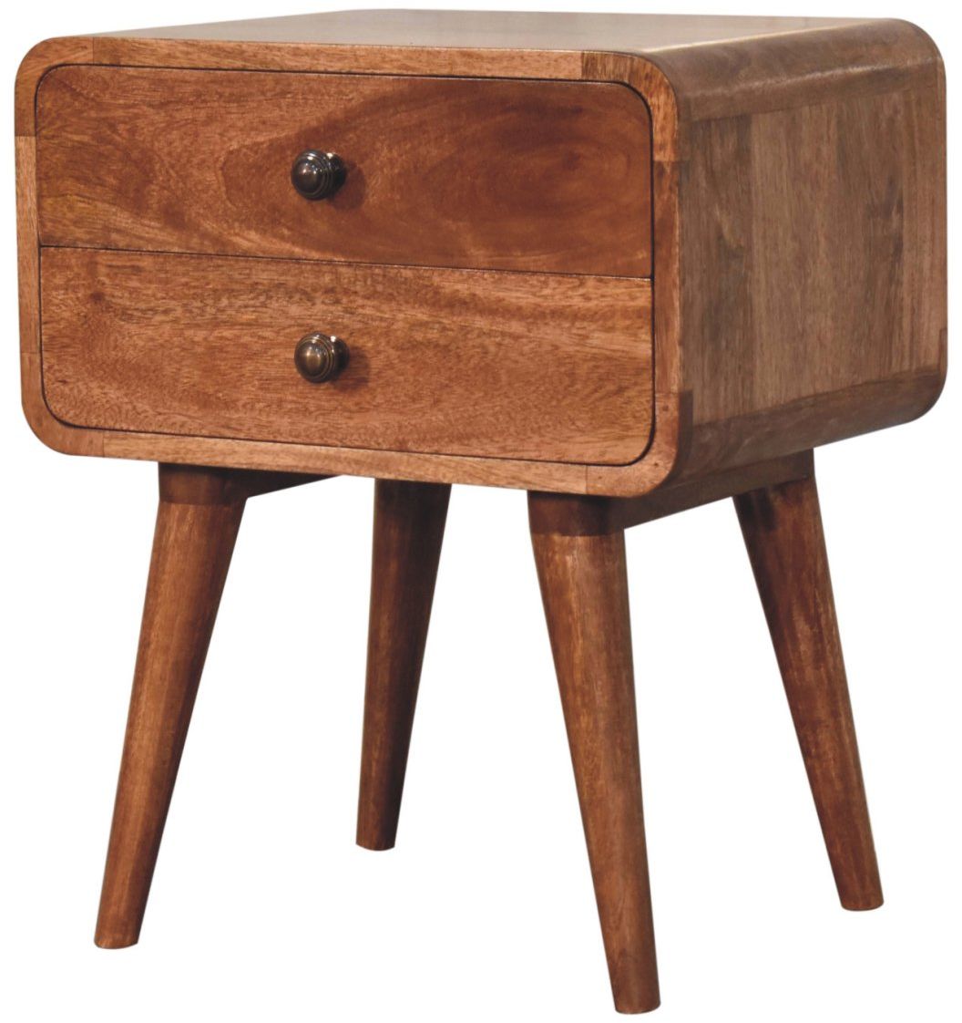 Artisan - Curved Honey Caramel Bedside