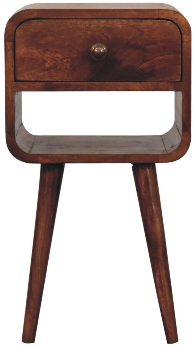 Artisan - Mini Honey Caramel Curved Bedside With Lower Slot