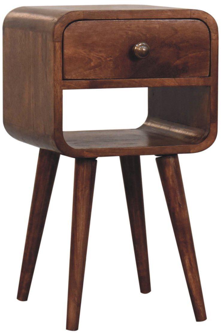 Artisan - Mini Honey Caramel Curved Bedside With Lower Slot