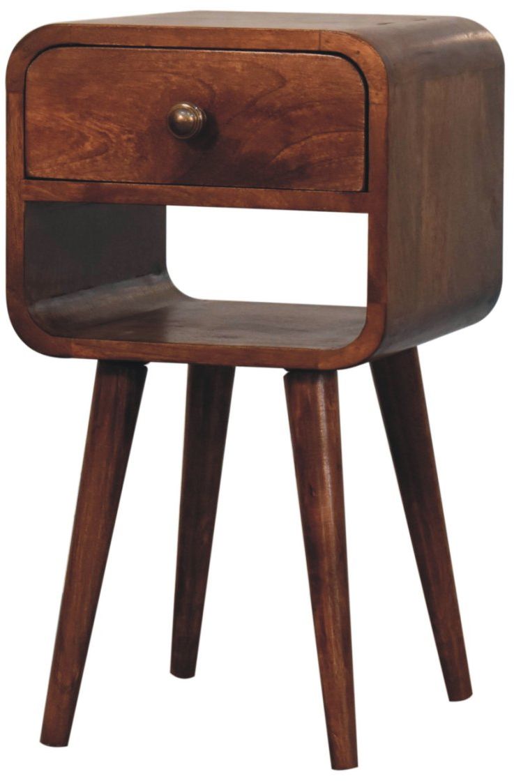 Artisan - Mini Honey Caramel Curved Bedside With Lower Slot