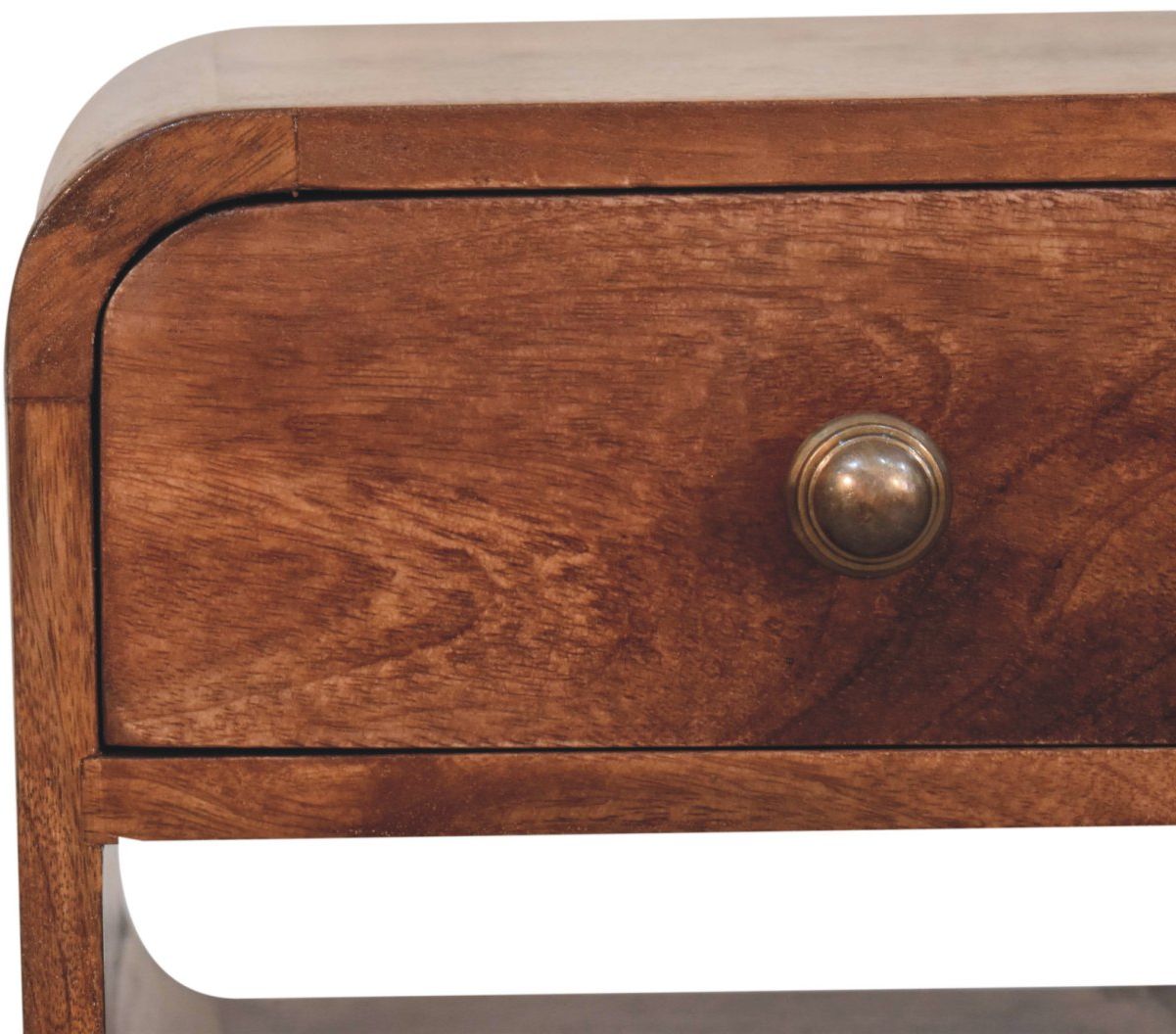 Artisan - Mini Honey Caramel Curved Bedside With Lower Slot