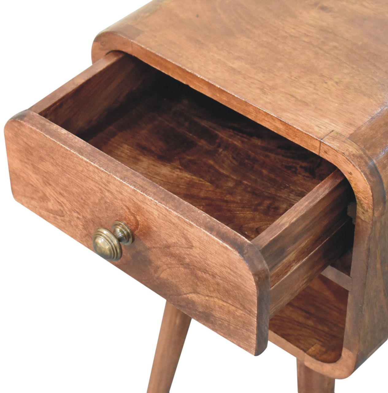 Artisan - Mini Honey Caramel Curved Bedside With Lower Slot