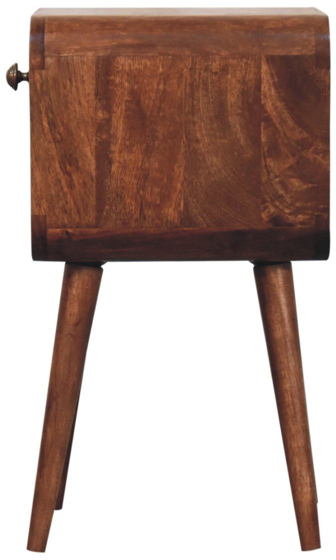 Artisan - Mini Honey Caramel Curved Bedside With Lower Slot