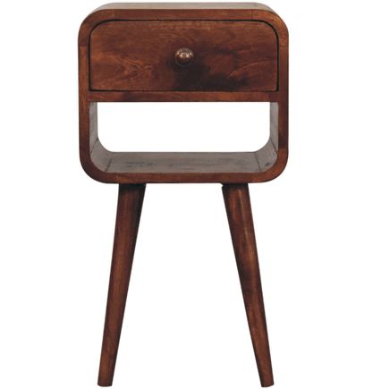 Artisan - Mini Honey Caramel Curved Bedside With Lower Slot