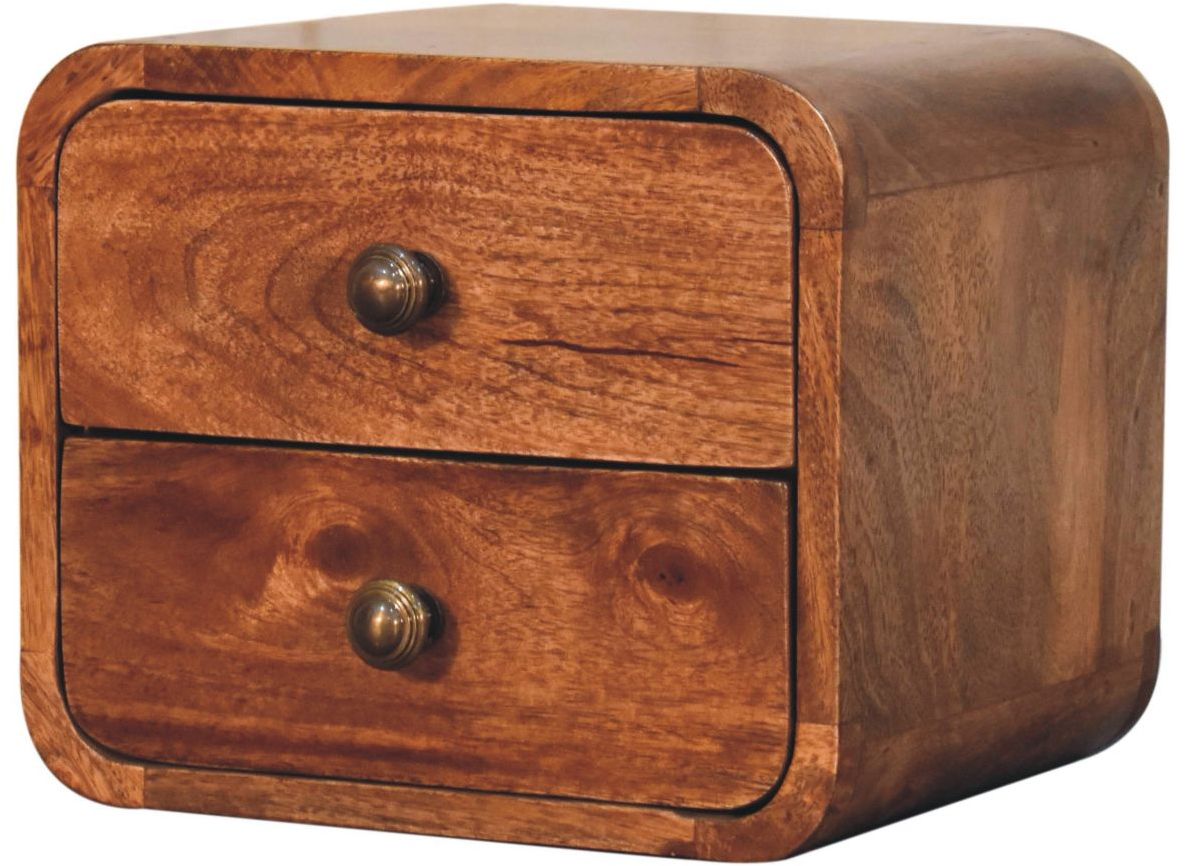 Artisan - Mini Curved Honey Caramel Wall Mounted Bedside