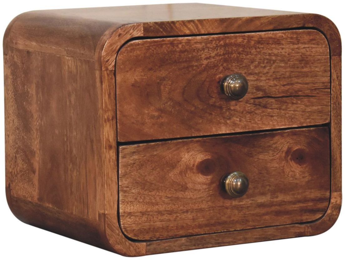 Artisan - Mini Curved Honey Caramel Wall Mounted Bedside