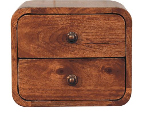 Artisan - Mini Curved Honey Caramel Wall Mounted Bedside