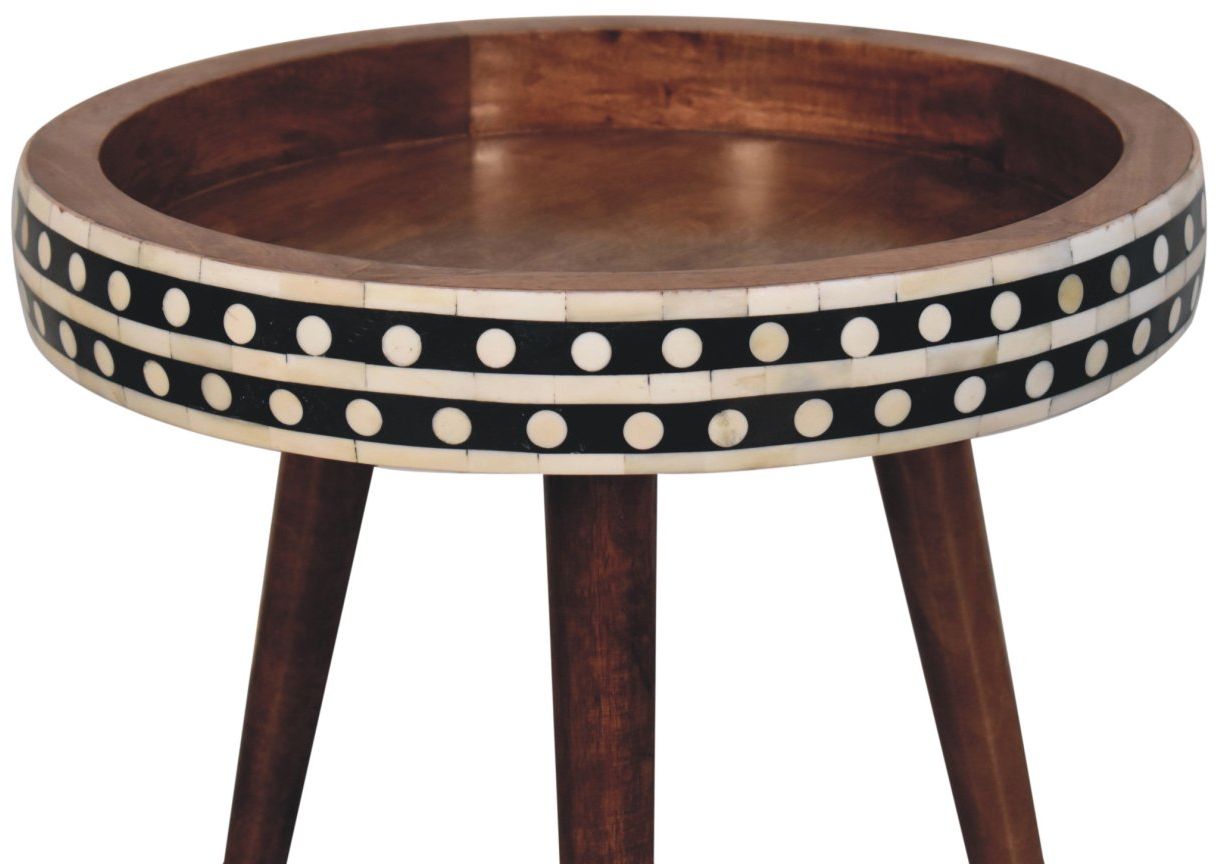 Artisan - Honey Caramel Small Patterned Nordic Style End Table