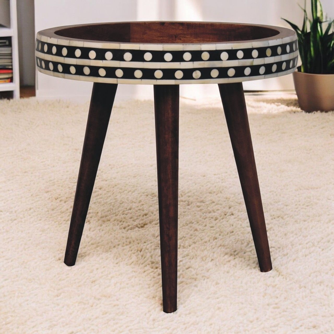 Artisan - Honey Caramel Small Patterned Nordic Style End Table