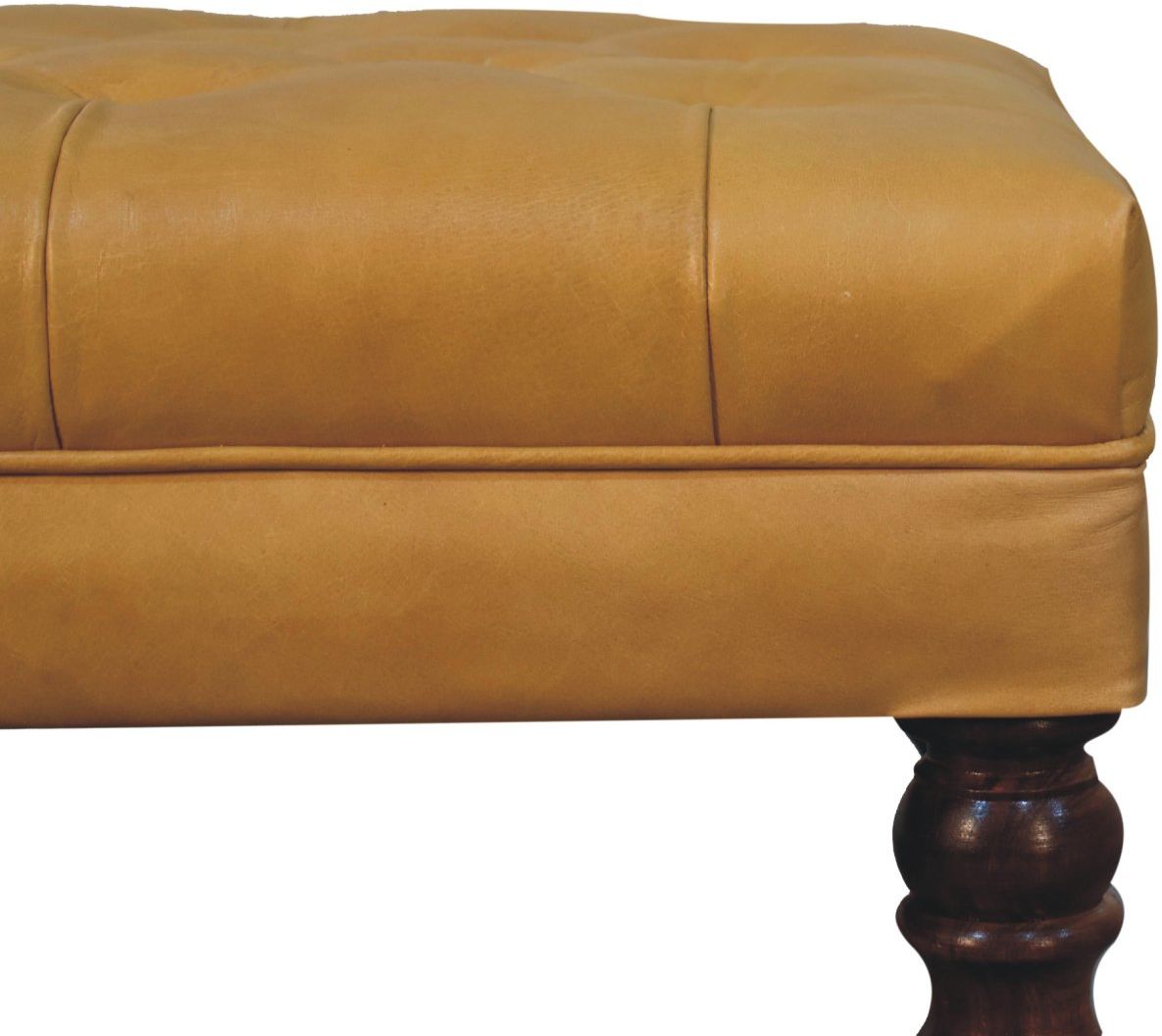 Artisan - Honey Caramel Buffalo Tan Leather Ottoman With Castor Legs