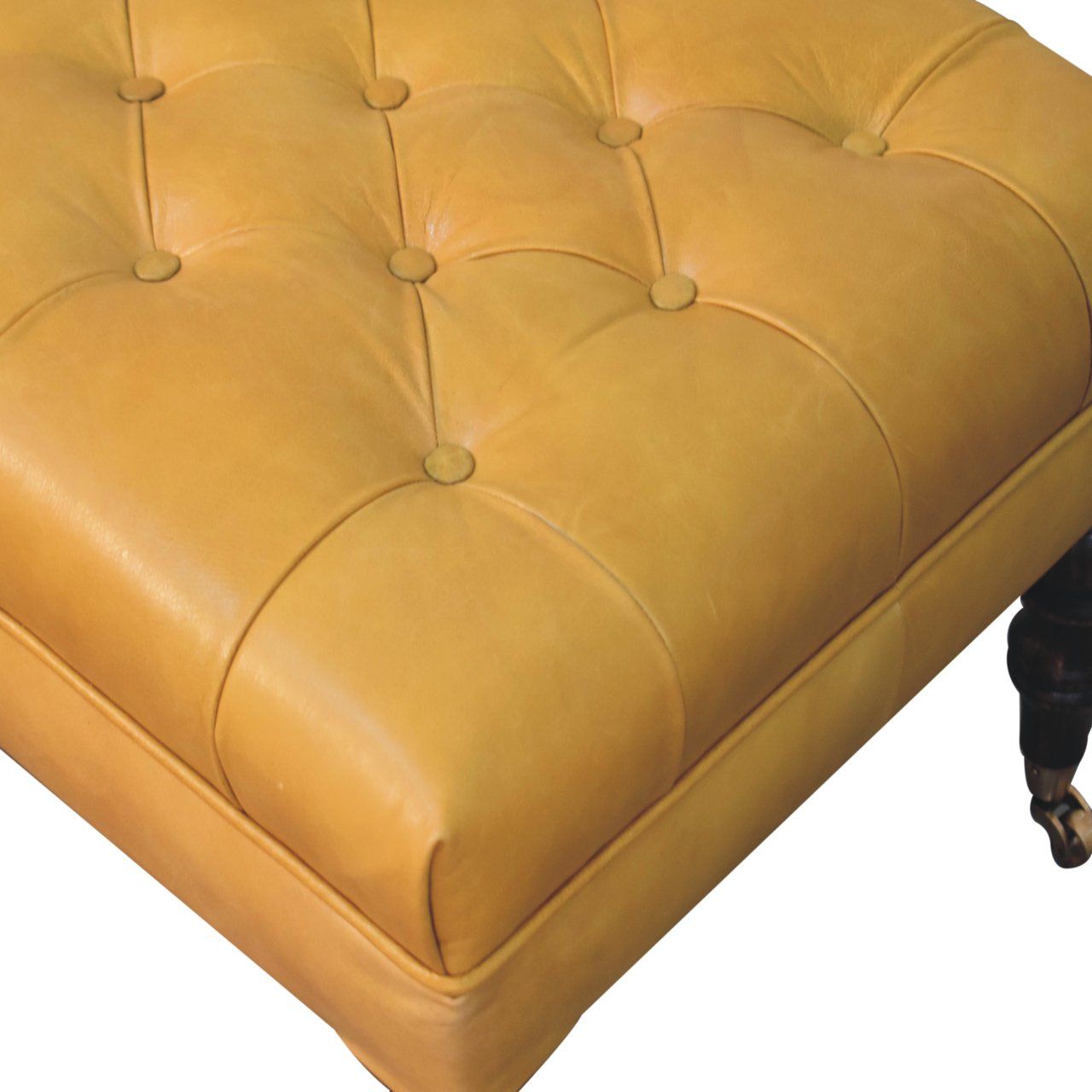 Artisan - Honey Caramel Buffalo Tan Leather Ottoman With Castor Legs