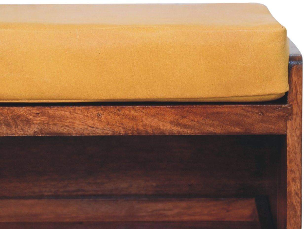 Artisan - Buffalo Hide Pull Out Honey Caramel Shoe Storage Bench