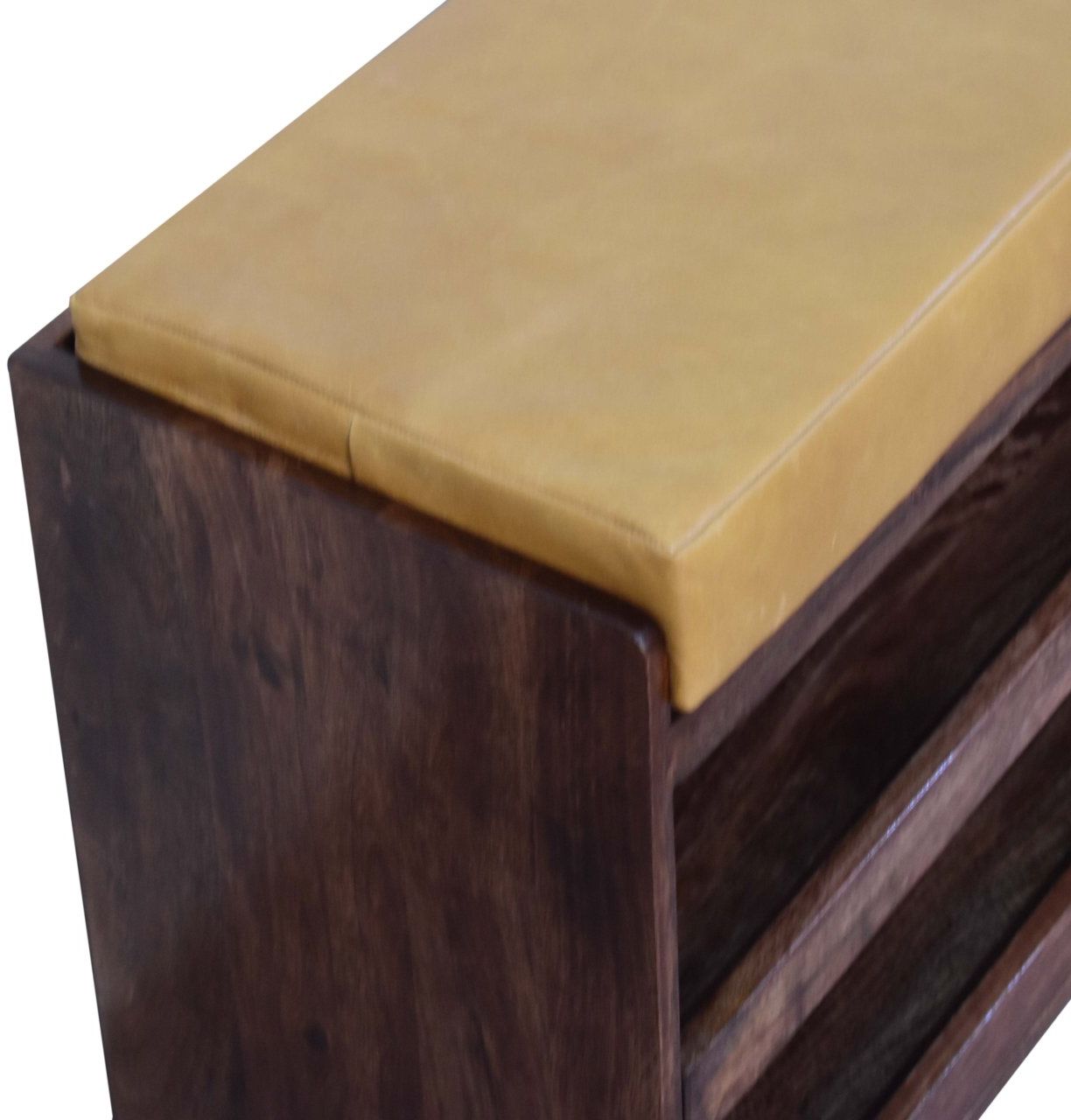 Artisan - Buffalo Hide Pull Out Honey Caramel Shoe Storage Bench