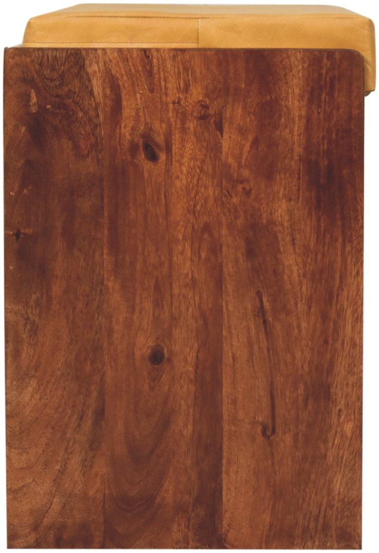 Artisan - Buffalo Hide Pull Out Honey Caramel Shoe Storage Bench