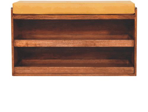 Artisan - Buffalo Hide Pull Out Honey Caramel Shoe Storage Bench