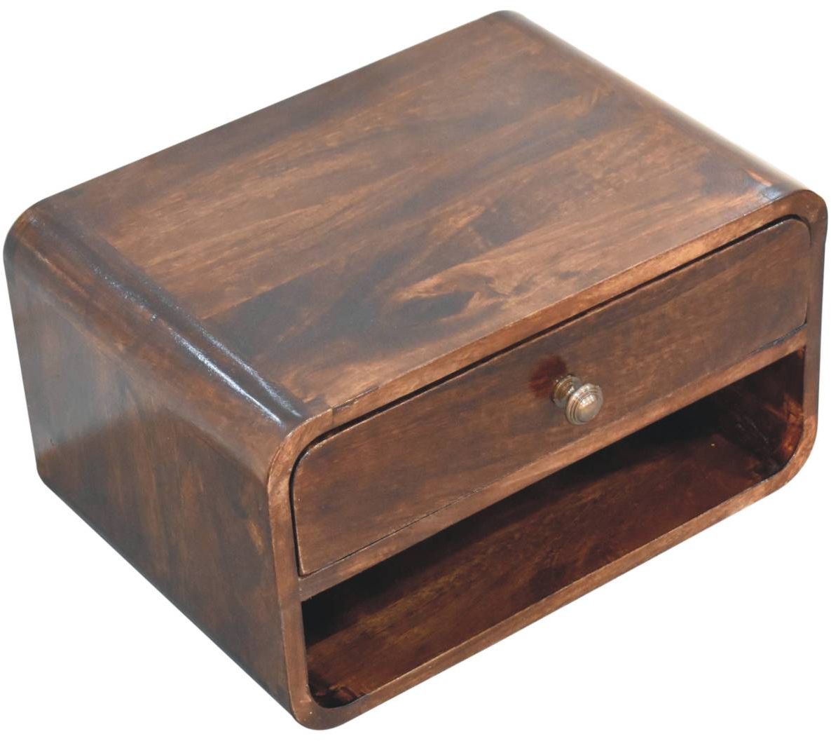 Artisan - Curved California Walnut Wall Mounted Bedside With Open Slot