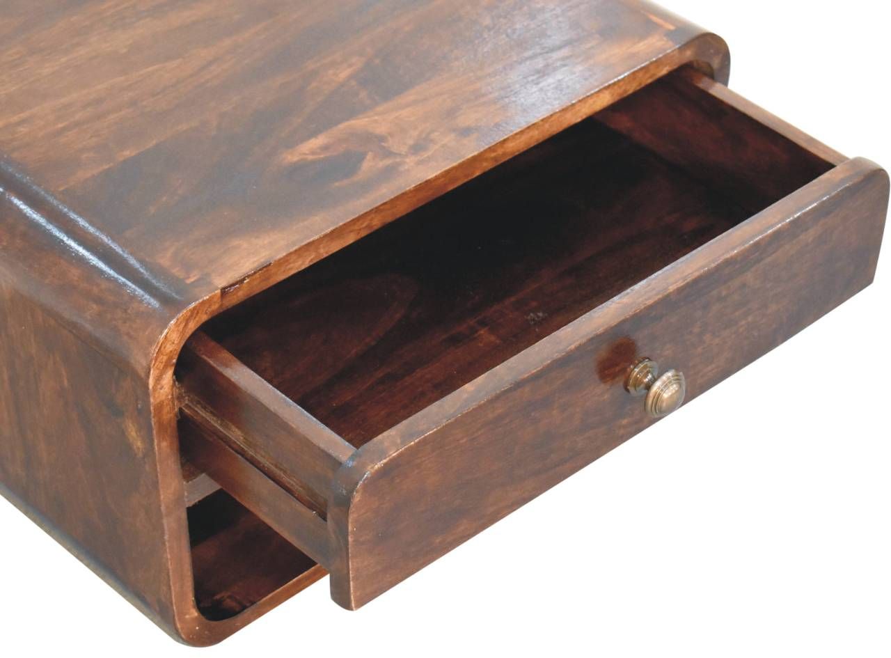 Artisan - Curved California Walnut Wall Mounted Bedside With Open Slot