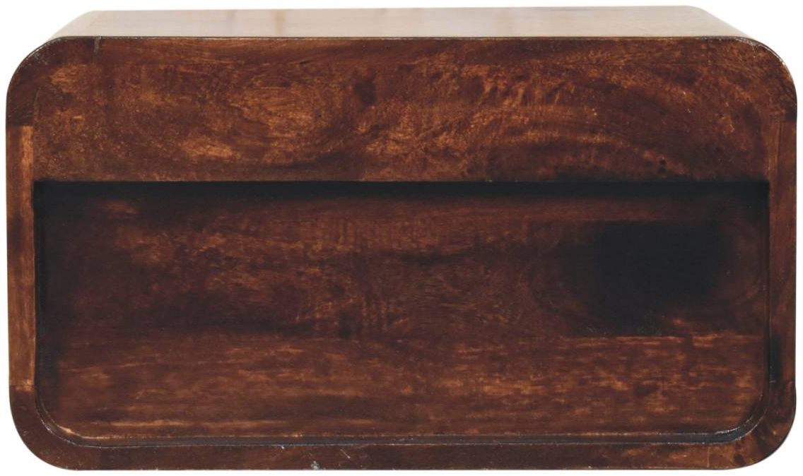 Artisan - Curved California Walnut Wall Mounted Bedside With Open Slot