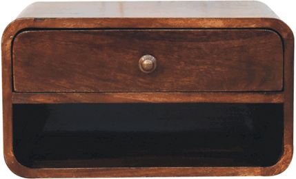 Artisan - Curved California Walnut Wall Mounted Bedside With Open Slot