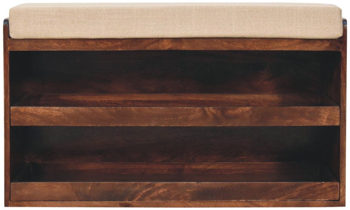 Artisan - California Walnut & Mud Linen Pull Out Shoe Bench