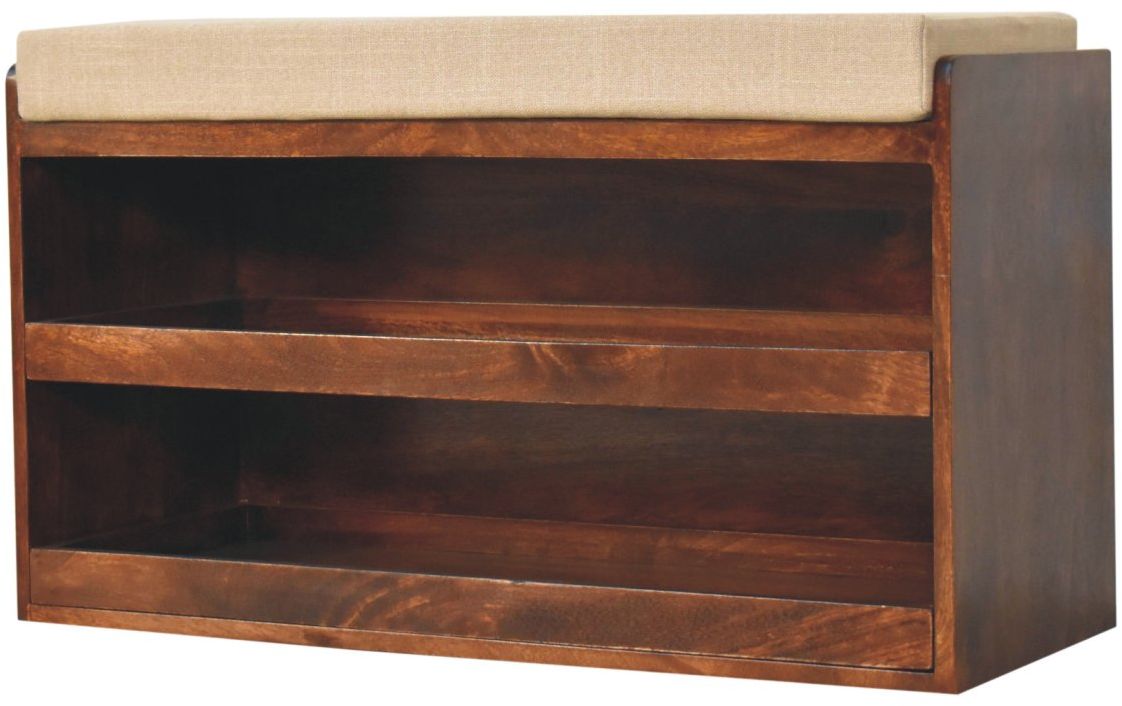 Artisan - California Walnut & Mud Linen Pull Out Shoe Bench