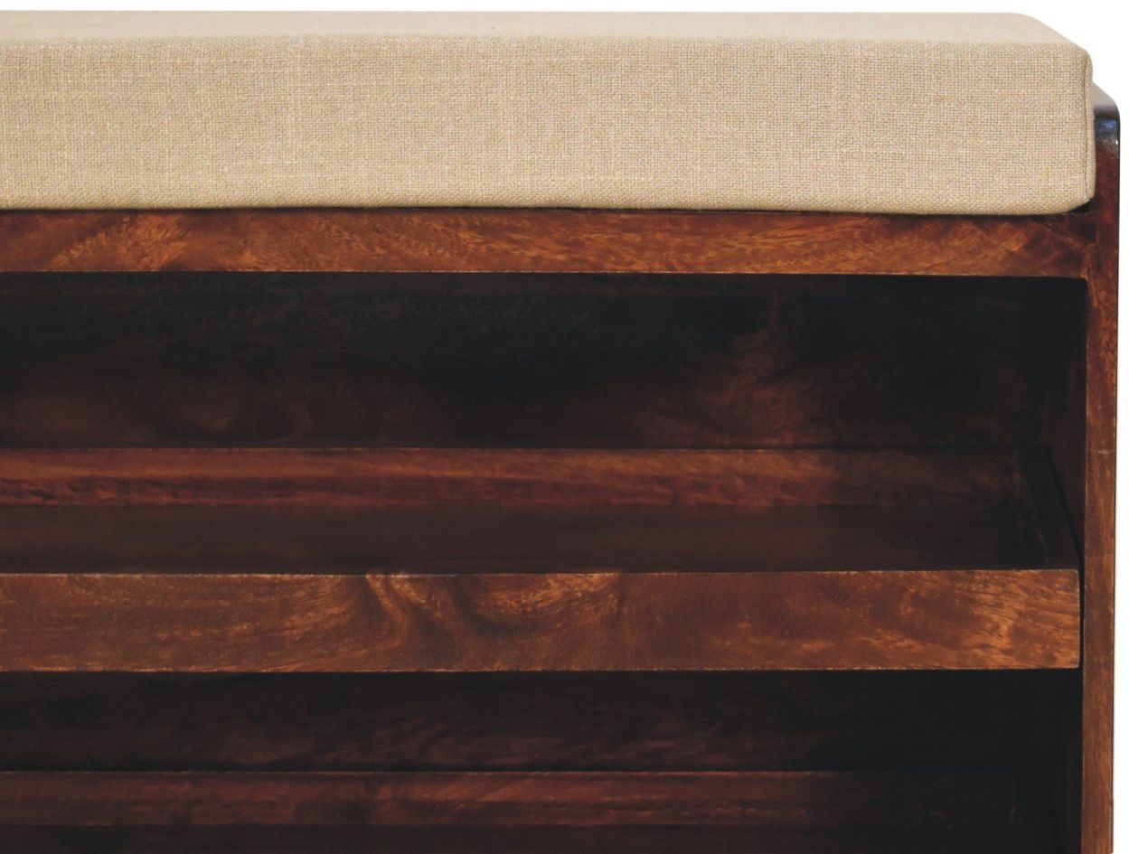 Artisan - California Walnut & Mud Linen Pull Out Shoe Bench